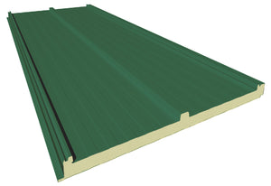 Panel sándwich 3 grecas PIR color verde